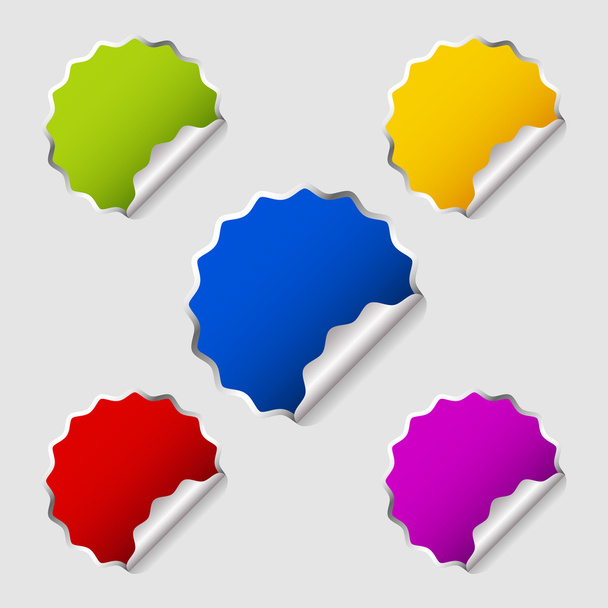 Colorful round stickers on grey background. - Vettoriali, immagini
