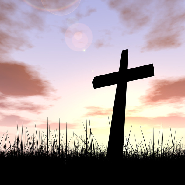 black cross  in grass  - Photo, Image