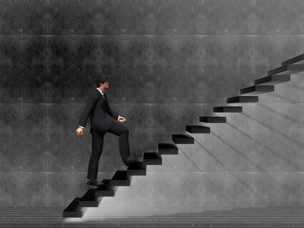 Empresario subiendo por una escalera
  - Foto, Imagen