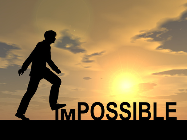 businessman  stepping over impossible  text  - Photo, Image