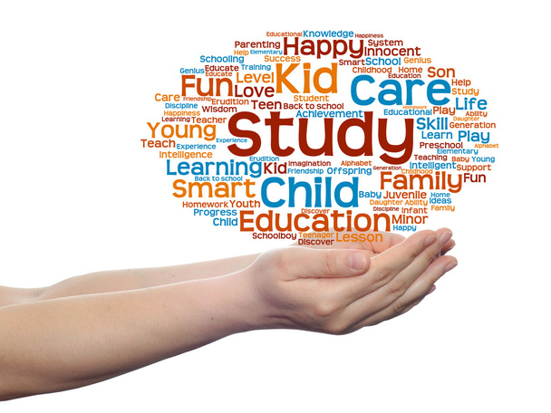 education word cloud in  hands - Photo, Image