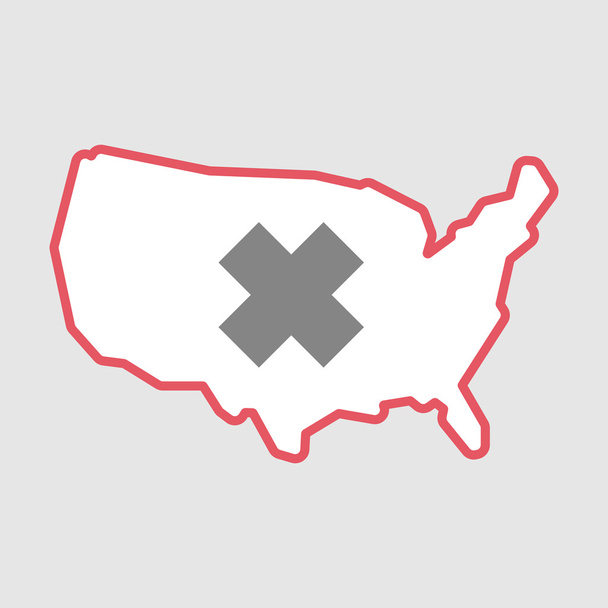 Linia na białym tle sztuki ikonę mapy Usa z irytujące sig substancji - Wektor, obraz