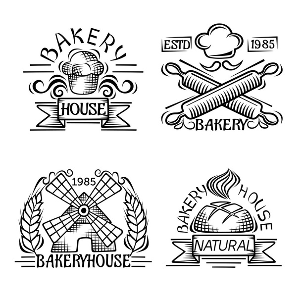 Ensemble d'étiquettes de boulangerie vintage, badges et éléments de design
 - Vecteur, image