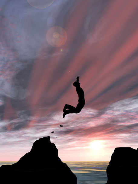Hombre de negocios silueta saltando
  - Foto, imagen