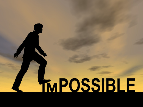 businessman  stepping over impossible  text  - Photo, Image