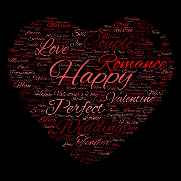 Aftelkalender voor Valentijnsdag wordcloud tekst - Foto, afbeelding
