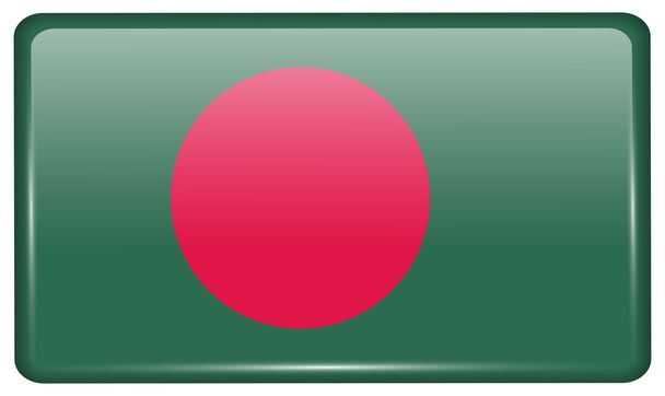 Прапори Бангладеш у вигляді магніту на холодильнику з відображенням світла. Векторний - Вектор, зображення