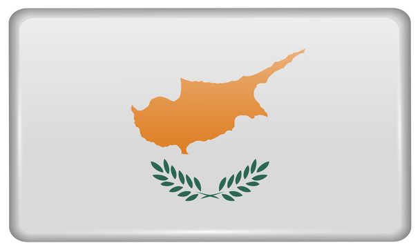 Zászlók Ciprus formájában mágnes a hűtőszekrényben reflexiók fény. Vektor - Vektor, kép