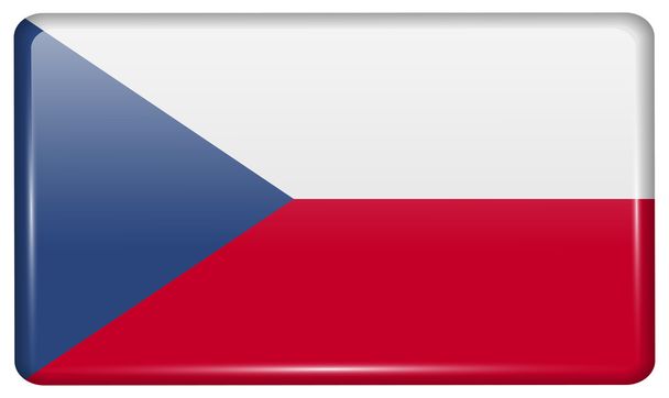 Флаги Чешской Республики в виде магнита на холодильнике с отражениями света. Вектор
 - Вектор,изображение