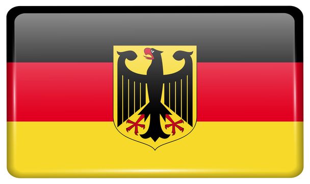 Bandeiras Alemanha na forma de um ímã na geladeira com reflexos de luz. Vetor
 - Vetor, Imagem