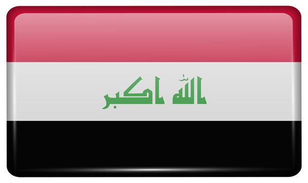 Yansımaları ışık ile buzdolabı üzerinde bir mıknatıs şeklinde Bayraklar Irak. Vektör - Vektör, Görsel
