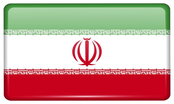 Bandeiras Irã na forma de um ímã na geladeira com reflexos de luz. Vetor
 - Vetor, Imagem
