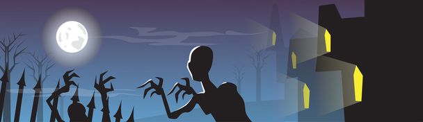 Feliz Halloween Zombie Dead Skeleton Party Tarjeta de invitación
 - Vector, imagen