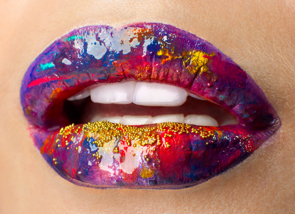 dudakları sanatı makyaj - Fotoğraf, Görsel