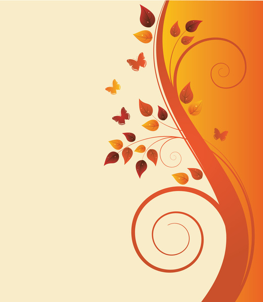Zauberhafter Herbstbaum mit Schmetterlingen und Platz für Text - Vektor, Bild