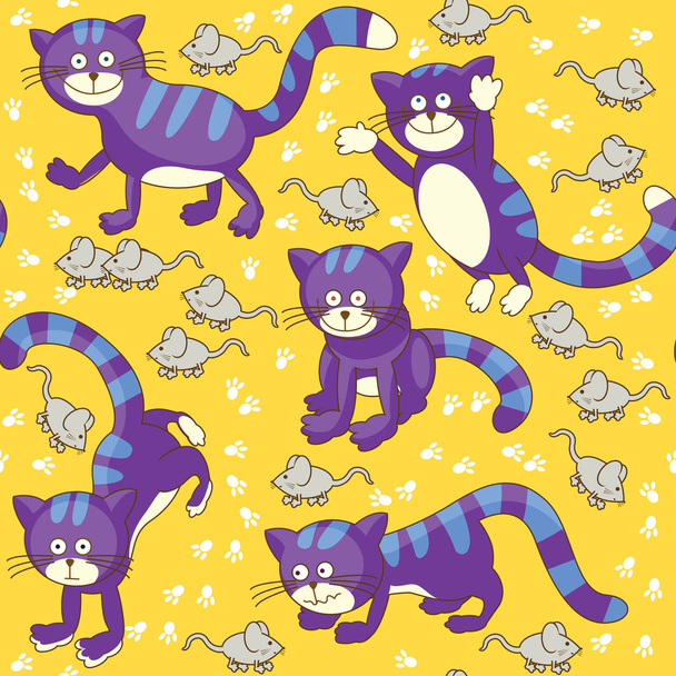 Funny cats and mouses seamless - Vector, Image