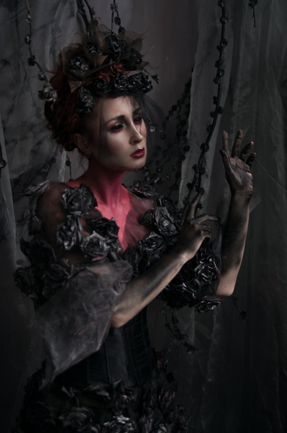 dark queen in fantasy costume - Φωτογραφία, εικόνα