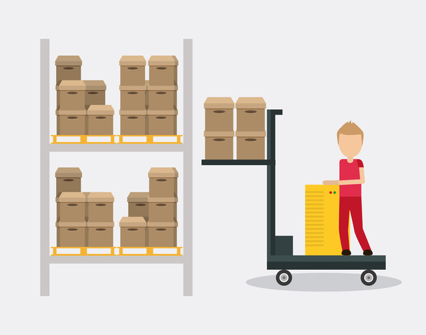 Box package man delivery shipping icon. Vector graphic - Vector, Image