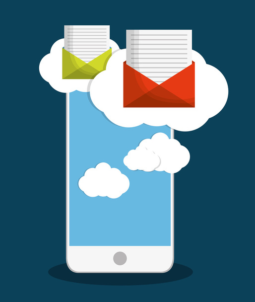 Obálka smartphone e-mail marketing odeslání návrhu. - Vektor, obrázek
