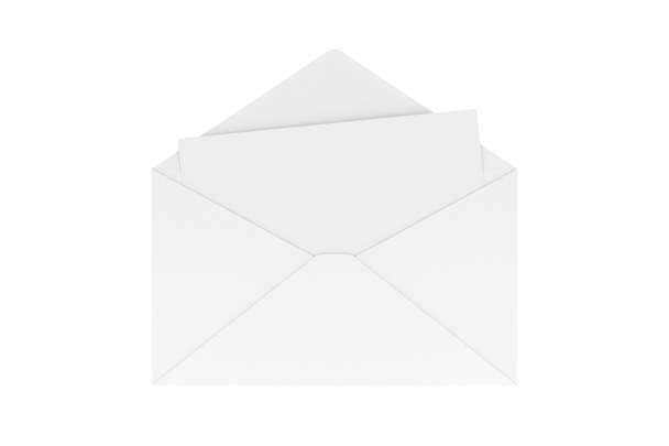leere Buchstaben im Umschlag isoliert auf weiß, 3d-Rendering - Foto, Bild