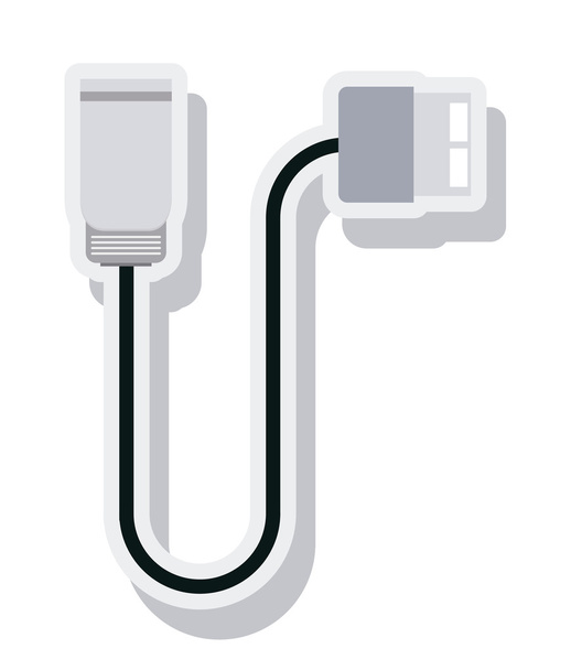 cabo de fio de conexão USB ícone isolado
 - Vetor, Imagem