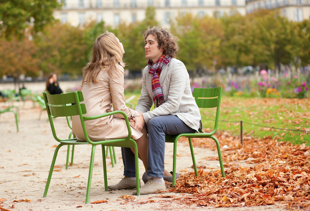 Romantic couple in Paris at fall, having a date - Photo, Image