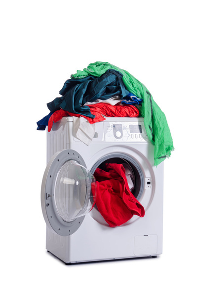 Máquina de lavar isolado no fundo branco
 - Foto, Imagem