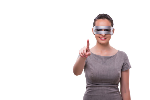 Conceito futurista com mulher cibernética techno isolado em branco
 - Foto, Imagem