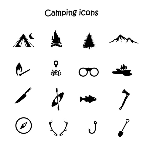 Conjunto de ícones de acampamento vetor
 - Vetor, Imagem