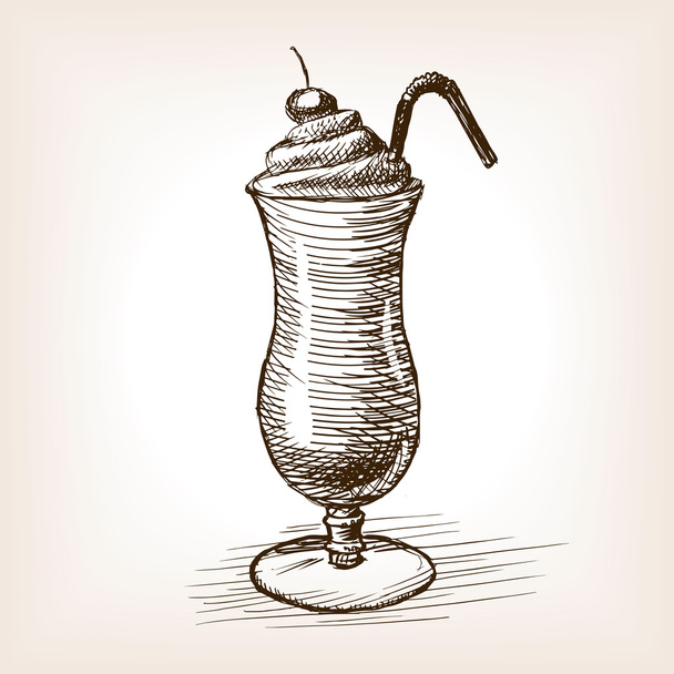 Milk shake sketch style vector illustration - Wektor, obraz