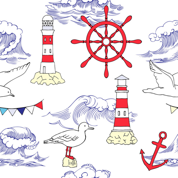 Nautical seamless pattern - Vektor, kép