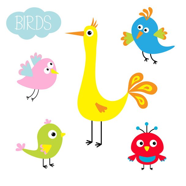 Cartoon bird set  - Διάνυσμα, εικόνα