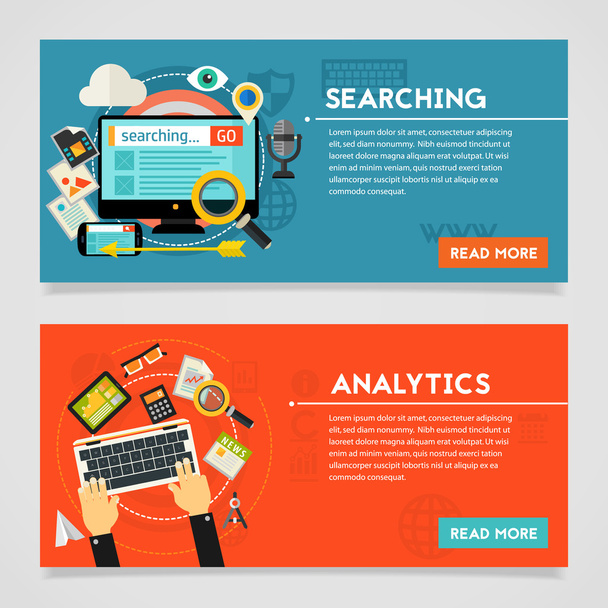 Searching and Analytics Concept - Vector, imagen