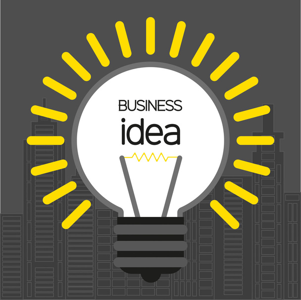 Conception d'idée d'entreprise avec ampoule et bâtiments de la ville icônes, design plat. Image vectorielle numérique
 - Vecteur, image