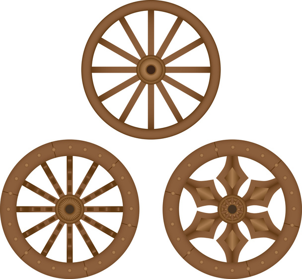 Viejas ruedas de madera
 - Vector, Imagen