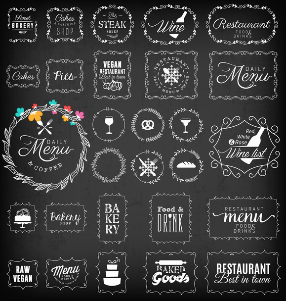 Restaurante Vintage, Menú y Panadería Colección de marcos y etiquetas
 - Vector, imagen