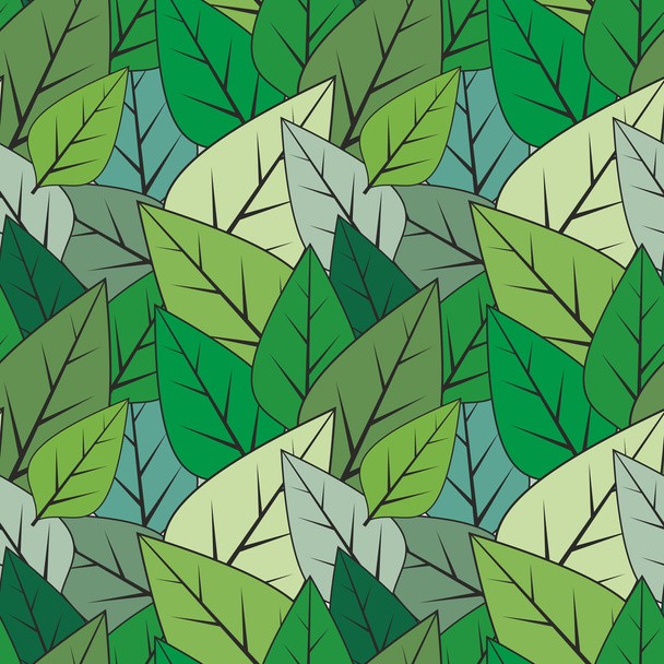 Green seamless abstract leaves vector texture - Διάνυσμα, εικόνα
