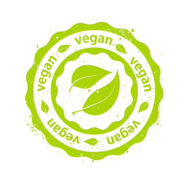 "Vegan" green round rubber stamp vector - Vector, Image