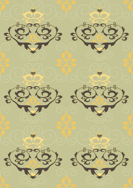 Light green seamless background with heart and beads - Вектор, зображення