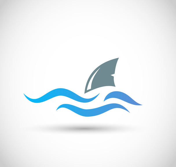 Meereswelle mit Hai-Symbol-Vektor  - Vektor, Bild