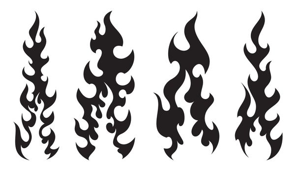  Tatuagens elegantes do fogo no fundo branco
 - Vetor, Imagem