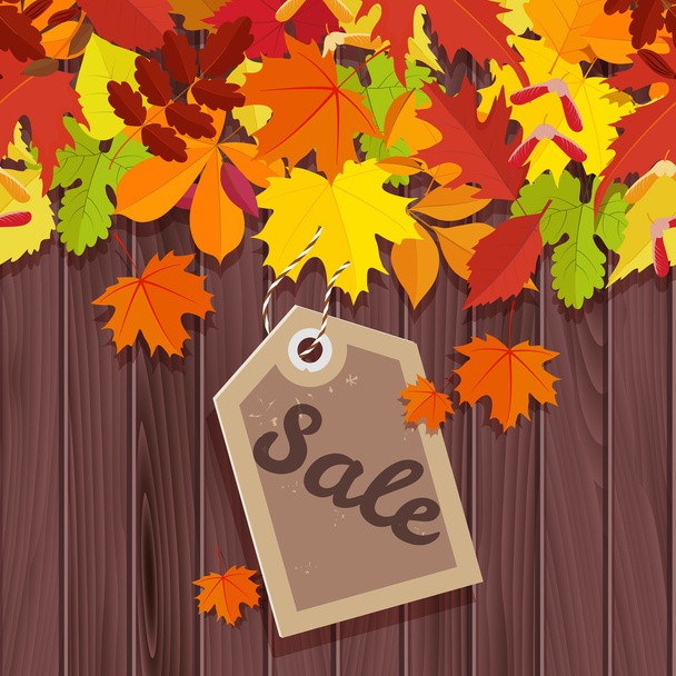 Autumn sale vintage vector typography poster on wood background. - Vector, afbeelding