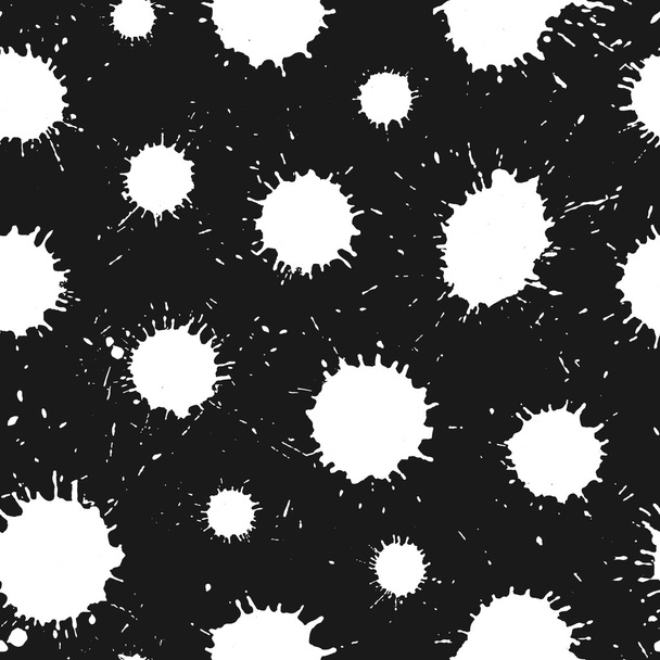 Black paint splashes on white. Seamless pattern - Wektor, obraz