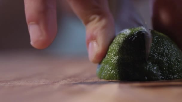 Cut lime slices on the table  - Felvétel, videó