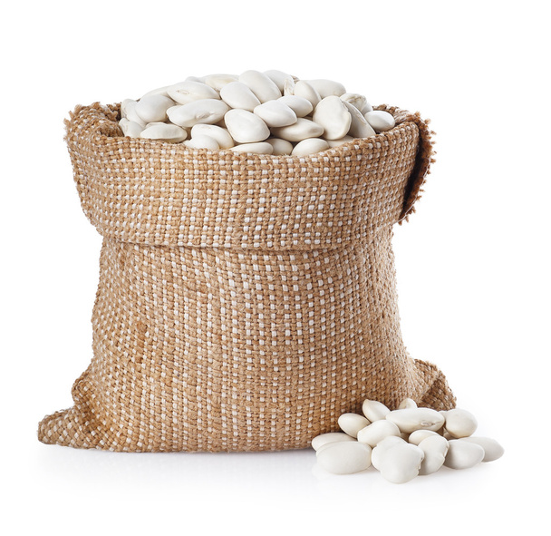 beans in bag isolated on white - Φωτογραφία, εικόνα
