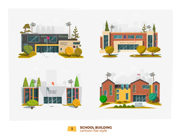 Four school buildings - Vector, Image