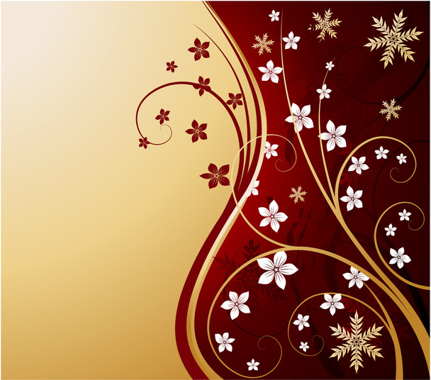 Floral background with snowflake - Vecteur, image