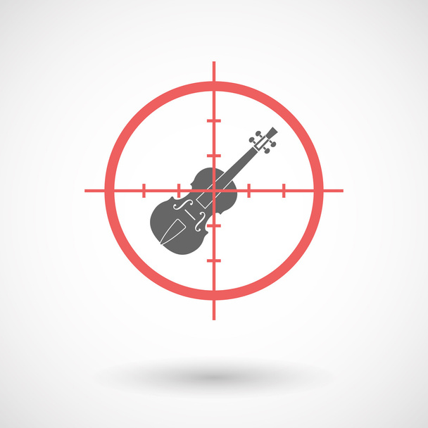 Isolated line art crosshair icon with  a violin - Vector, Image