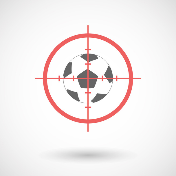 Isolated line art crosshair icon with  a soccer ball - Vector, Image