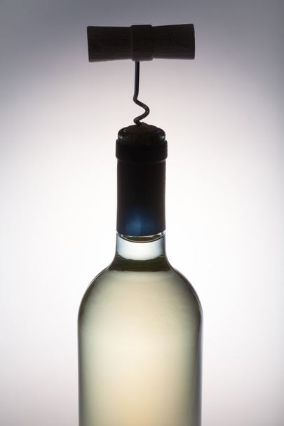 Corkscrew on a bottle of wine  - Foto, Bild